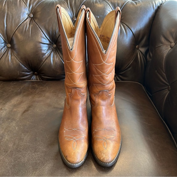 Men’s cowboy boots cognac size 10.5 D - Picture 4 of 8